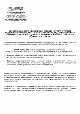 Информация о видах мед. помощи